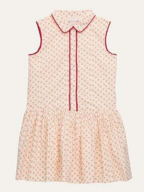 BONPOINT Sleeveless Cream Dress with Red Floral
